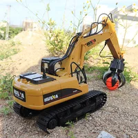 HUINA 571 2.4G RC Alloy Ball Grabber Truck 1/14 16CH RTR 680 Rotation Movable Stick Boom Claw LED Light Engineering Car Kids Toy 2