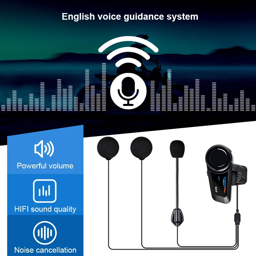Fodsports FX6 Helm Intercom Motorrad Drahtlose Bluetooth Wasserdichte Multi Sprech Helm Headset Intercomunicador Moto FM Fodsports FX6 Helm Intercom Motorrad Drahtlose Bluetooth Wasserdichte Multi Sprech Helm Headset Intercomunicador Moto FM