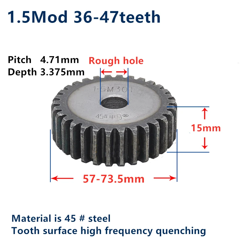 Ingranaggio 1.5 Mod Ingranaggio A Denti Dritti Modulo 1,5, 12-80 Denti, In Acciaio #45, Con Viti, Per Progetti Meccanici, Nuovo Ingranaggio In Acciaio 45 - Foto 4