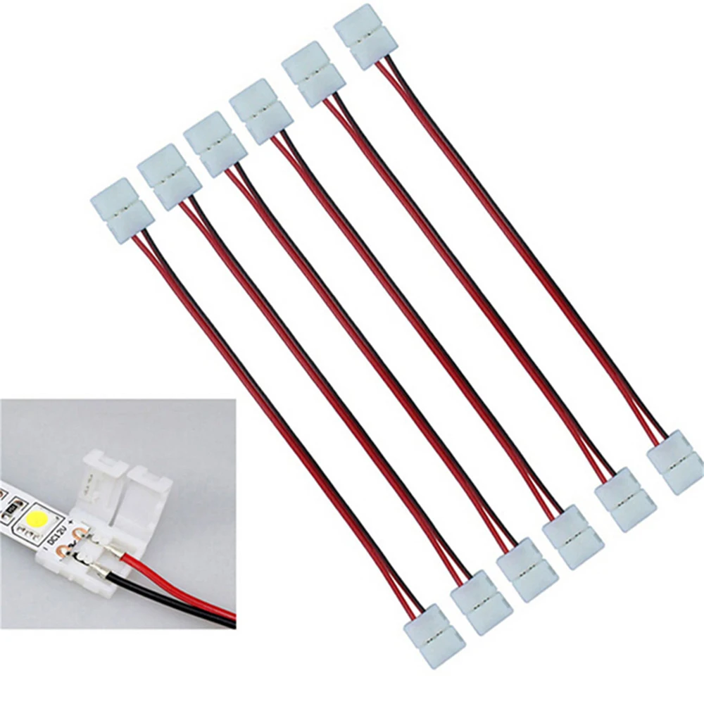 LEDStripLightingConnectorCablePCBSingleColorTapeLight2Pin8mm