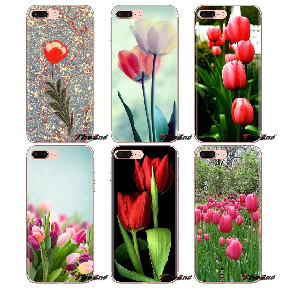 Transparent TPU Housing For LG Spirit Motorola Moto X4 E4 E5 G5 G5S G6 Z Z2 Z3 G2 G3 C Play Plus Mini Tulip illustration Flowers |