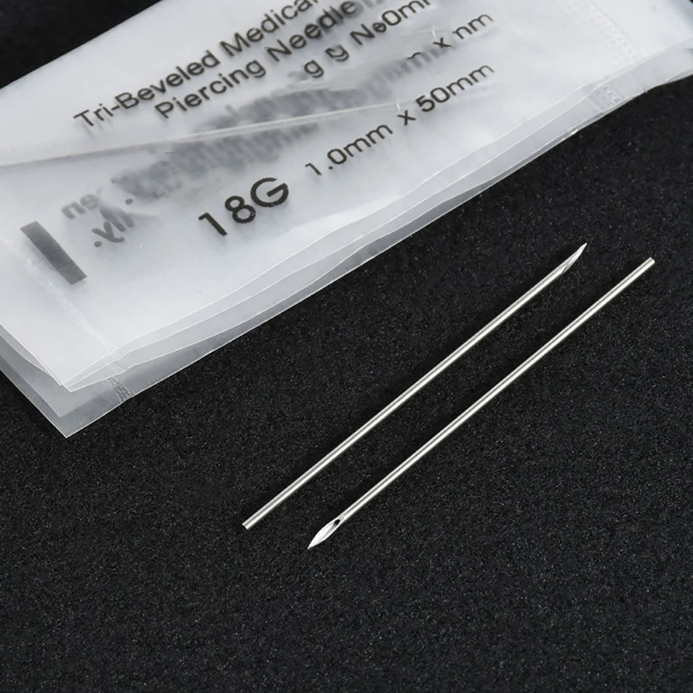 10Pcs 12/14/16/18/20G Steel Disposable Piercing Needles for Navel Nose Tattoo Needles