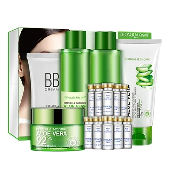 

BIOAQUA 15Pcs/Lot Aloe Vera Gel Set Moisturizing Shrink Pore Refreshing Oil Control Mild Skin Care Nourishing Aloe Vera After Su