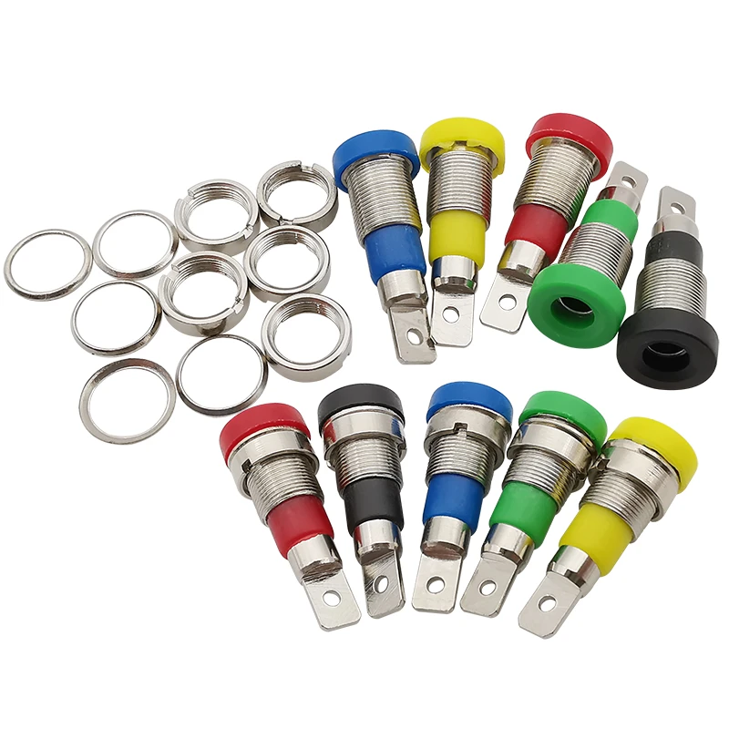 10Pcs 4mm Banana Jack Female Panel Mount Banana Socket Binding Post Adapter for 4mm Banana Plug Connectors 10Pcs 4mm Banana Jack Female Panel Mount Banana Socket Binding Post Adapter for 4mm Banana Plug Connectors