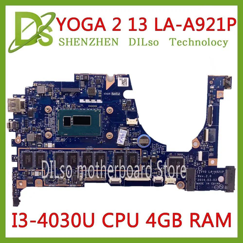 KEFU LA-A921P материнская плата для Lenovo YOGA 2 13 ноутбука FRU 5B20G19207 с i3-4030U процессором 4 Гб