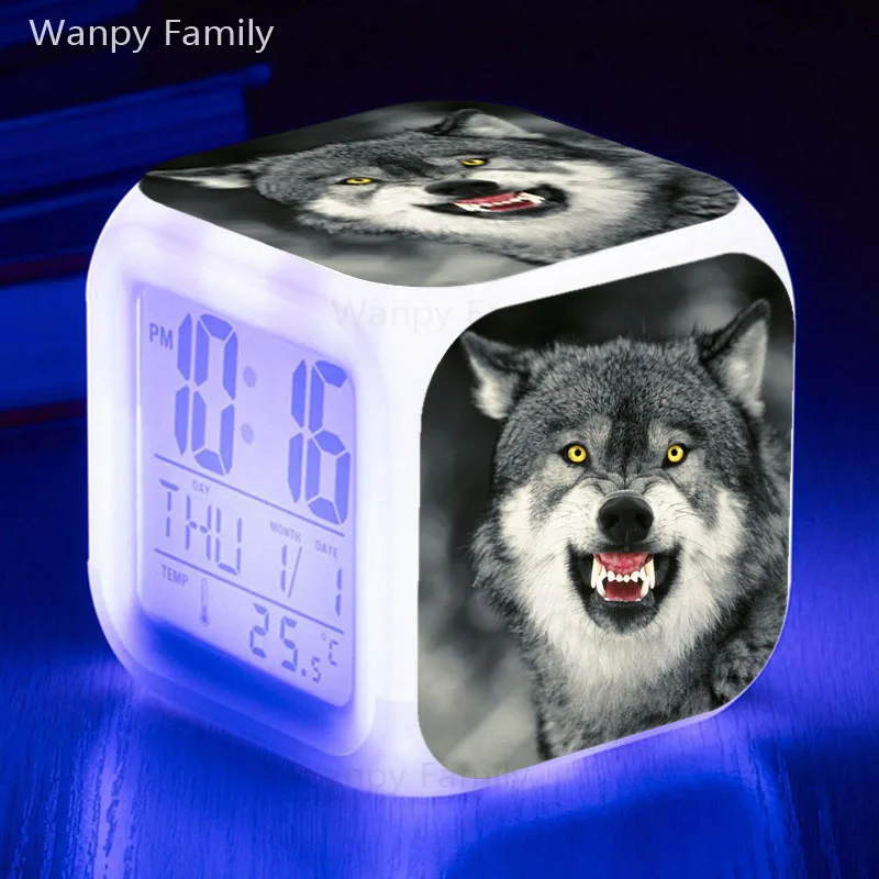 Будильник Arctic Wolf, 7 цветов, светящийся светодиодный, цифровые часы для детской комнаты, настольные, многофункциональные, меняющие цвет, будильник - Цвет: Темный хаки
