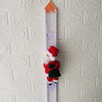 

Christmas Decor Singing Santa Climbing Ladder Party Door Window Electric Tree Hanging Battery Operated With Presents Bag Indoor