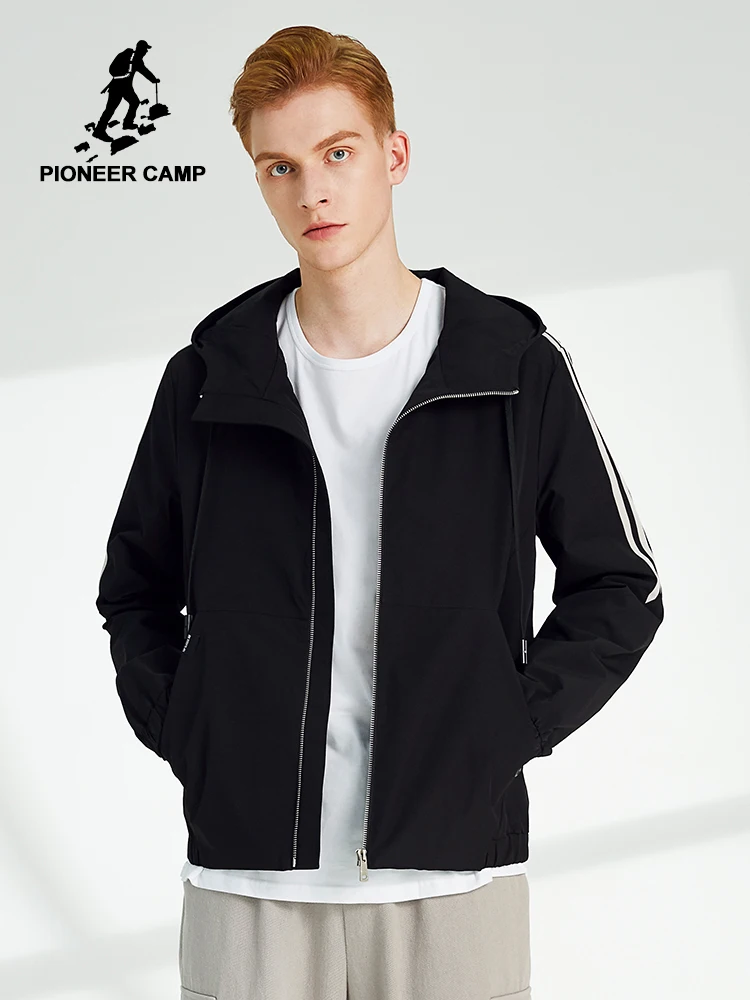 Мужская куртка-бомбер на молнии Pioneer Camp повседневная куртка в полоску с капюшоном