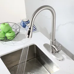 Genuine 304 stainless steel kitchen pull-out faucet hot and cold mixed water drawing sink telescopic faucet