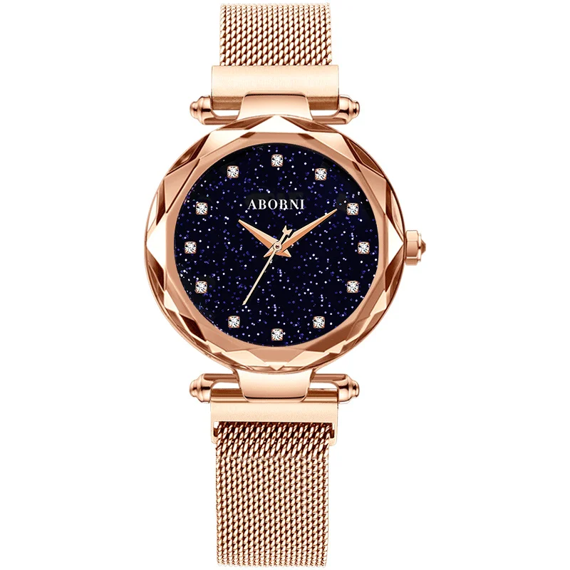 

ABORNI Women Wristwatch Waterproof Ultra Thin Steel Mesh Strap Simple Quartz Watch Fashion Lady Watches Woman Clock Reloj Mujer