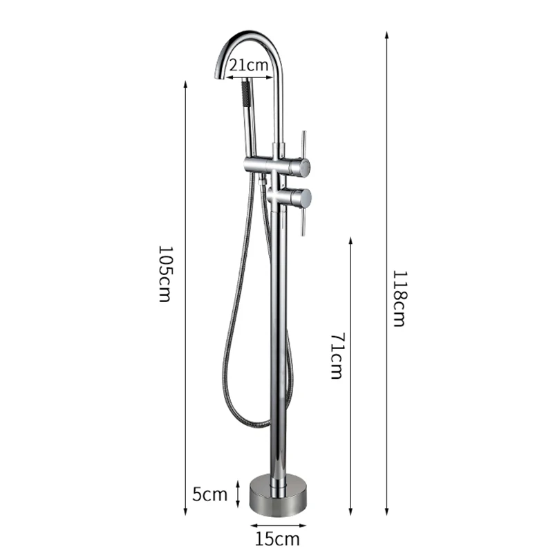Floor Standing Bathtub Faucet Single Handle Mixer Tap 360° Rotation Spout Shower Faucets With ABS Handshower Bathroom Shower Tap 2