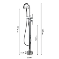 Floor Standing Bathtub Faucet Single Handle Mixer Tap 360° Rotation Spout Shower Faucets With ABS Handshower Bathroom Shower Tap 2