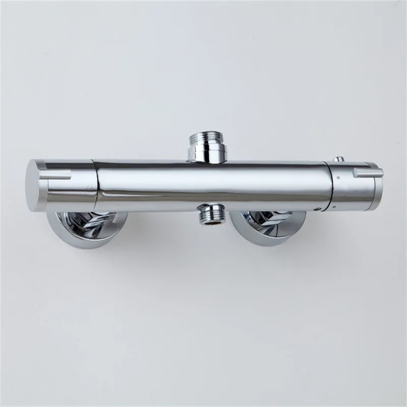 

Bath Shower Faucet Thermostatic Faucet Wall Mounted Mixer Valve Tap Temperature Control Rain Shower Chrome Bathroom Twin Outlet