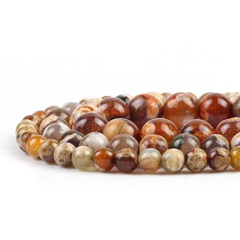

Natural Stone Brown Agates Beads Loose Stone Beads for Jewelry Making Charm Accessories DIY 15'' 6/8/10mm