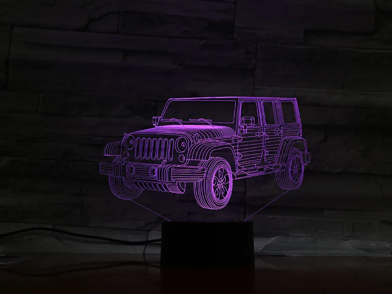 3D лампа Jeep на батарейках изменение цвета с пультом дистанционного управления