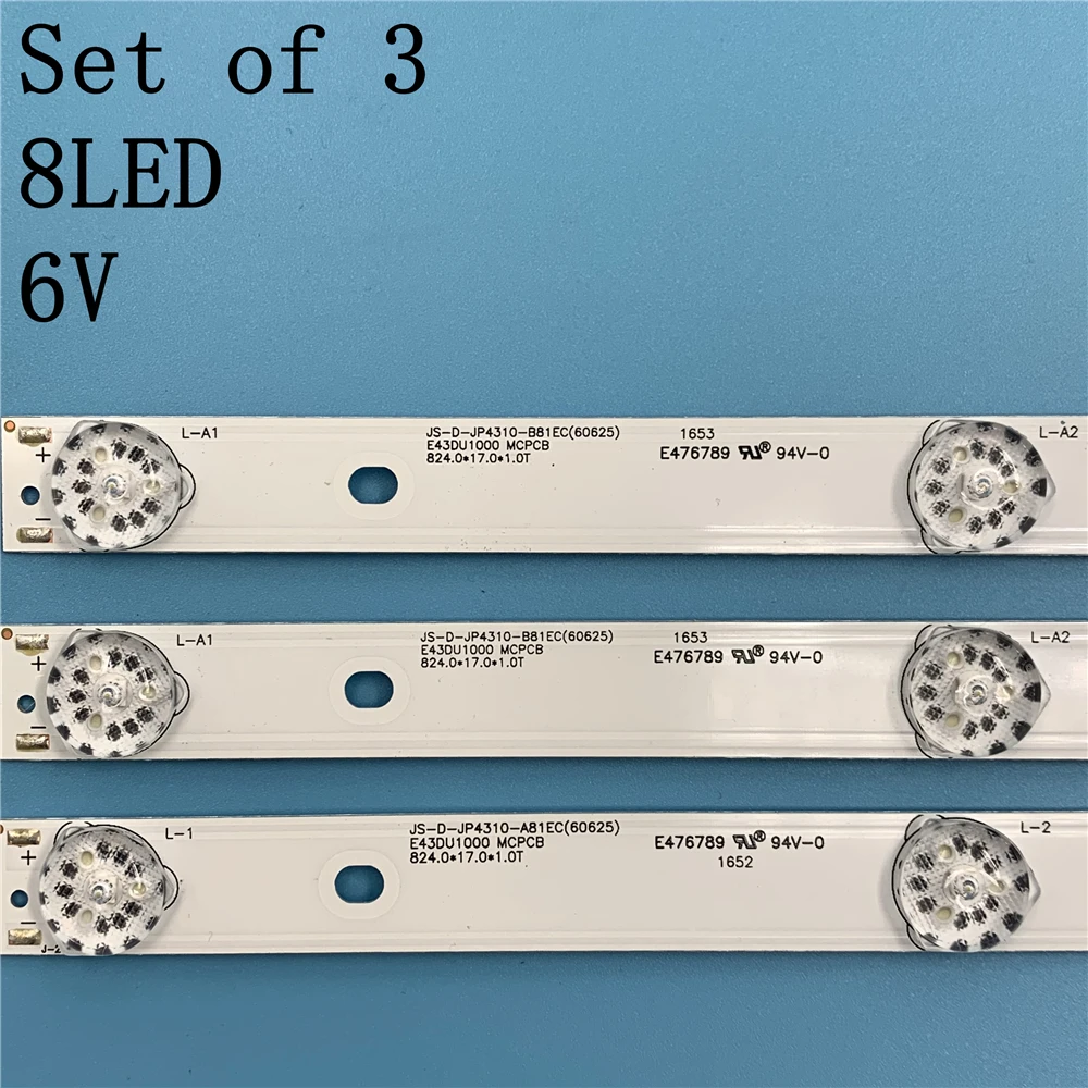 1 Ʈ = 3PCS LED Ʈ Ʈ  akai 43 ġ TV JS-D-JP4310-A81EC JS-D-JP4310-B81EC E43DU1000 MCPCB