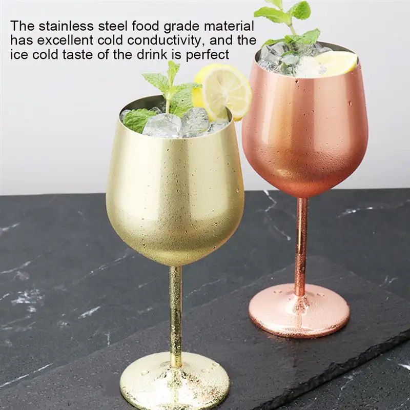 New 500ml Stainless Steel Goblet Champagne Cup Wine Glass Cocktail Glass Creative Metal Wine for Bar Restaurant