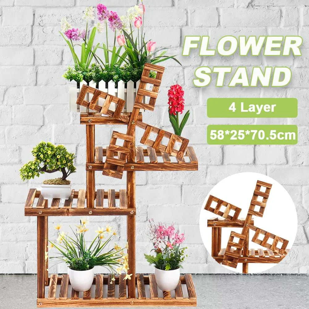 

Wooden Flower Rack Plant Manual Polishing Pots Stand Multi Flower Stand Shelves Bonsai Display Shelf Yard Garden Indoor