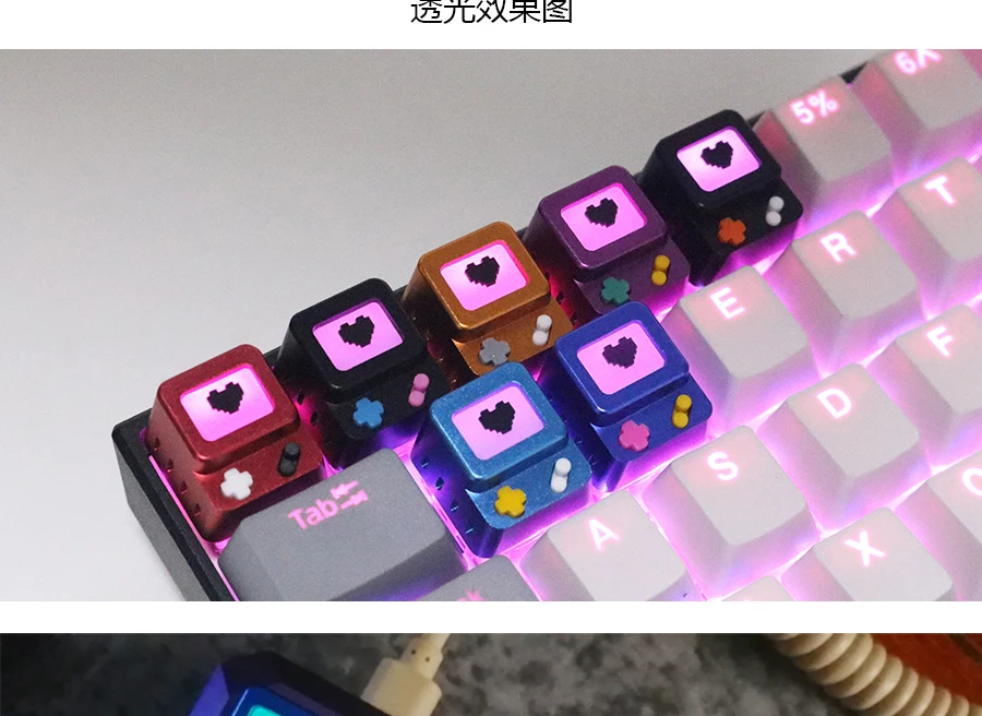 Aluminum metal keycap anodized surface resin keycap cherry mx for mechanical keyboard keys