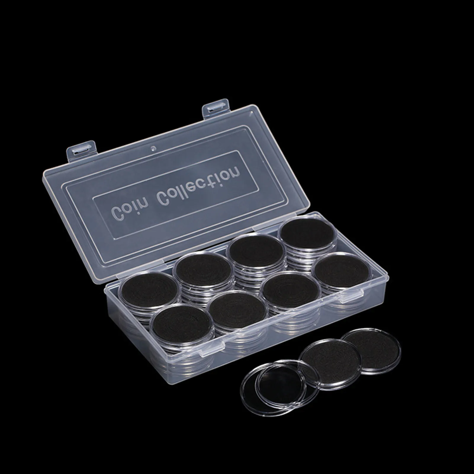 40Pcs 17/20.5/25/27/30/35/40/46mm Gasket Pads Coin Capsule Protect Case  Holder Storage Box 40 Coins To Maintain Them Sorted