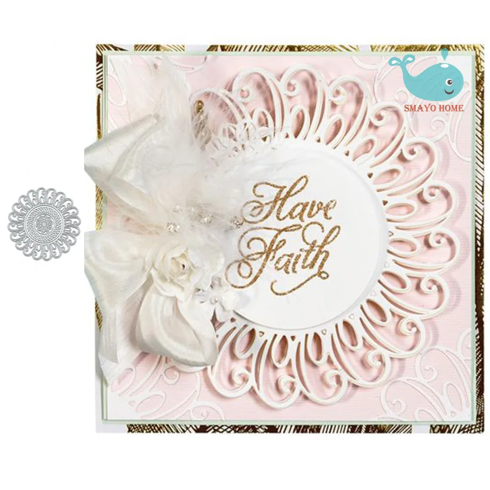 

Round lace card Metal Cutting Dies Scrapbooking Stencil for Album Paper DIY Gift Card Decoration Embossing Dies New 2019