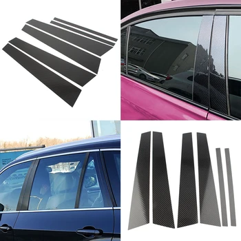 

For BMW 5 Series F10 Car Window B Pillar Moulding Trim Protective Cover 2011 2012 2013 2014 2015 2016 2017 Carbon Fiber 6Pcs