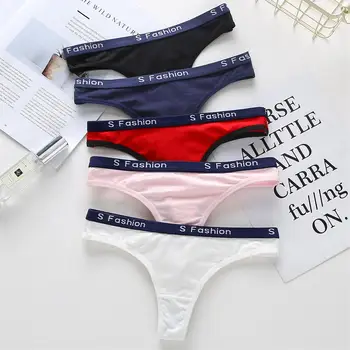 

Hot Sale Sexy letter Women Cotton G String Thongs Low Waist Sexy Panties Ladies' Seamless Underwear Black Lingerie