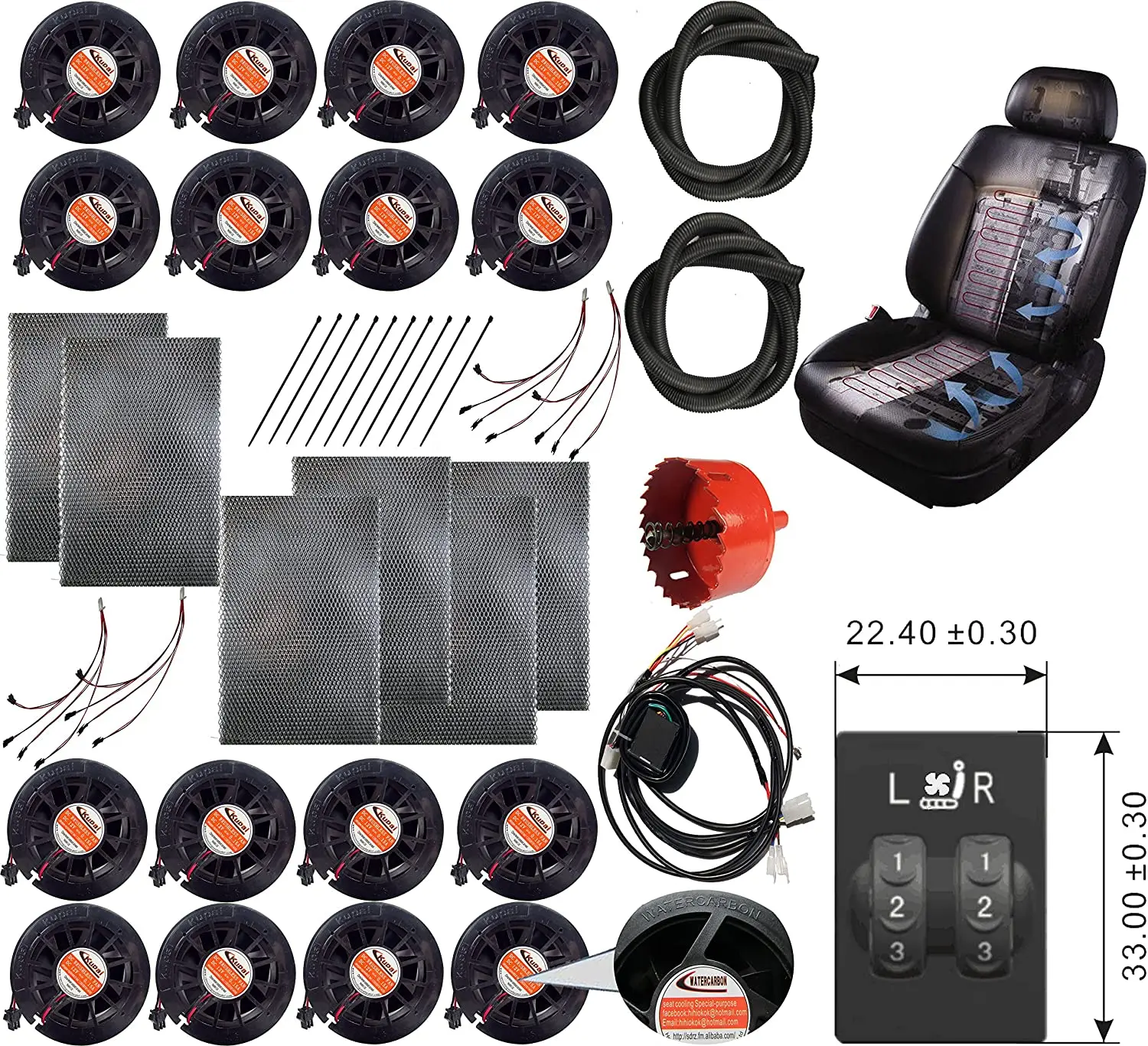 12v 차량 통풍 시트 쿠션, 토요타 프라도 2 휠 스위치 쿨러 통풍 자동차 시트 쿠션 매우 편안한 16 팬 2 s
