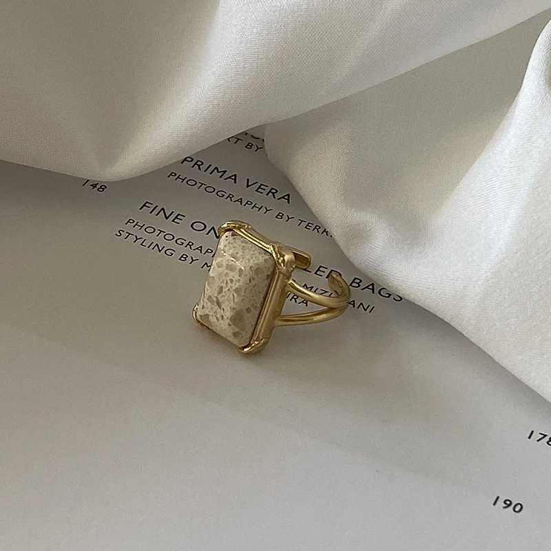 Silvology, квадратные мраморные кольца для женщин, 925 пробы, серебро, золото, шикарные элегантные кольца, толстые Модные женские ювелирные изделия, подарок