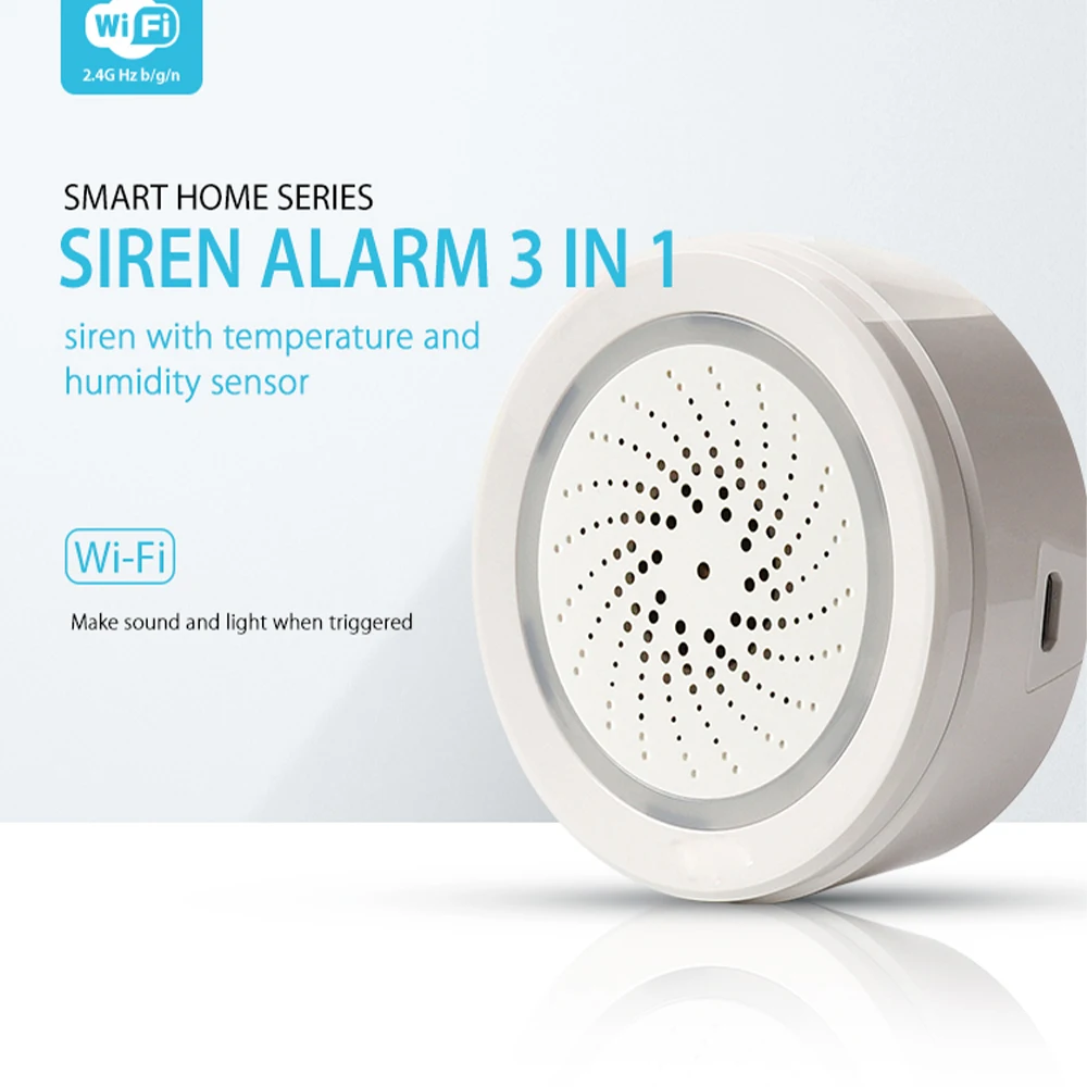  WiFi de temperatura y humedad Sensor de Medio Ambiente Sensor Detector de alarma de USB poder traba