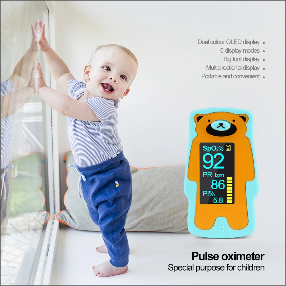 RZ Oximeter Child Portable Finger Oximeter Fingertip Pulse Household Health Monitors Heart Rate PR SPO2 Baby