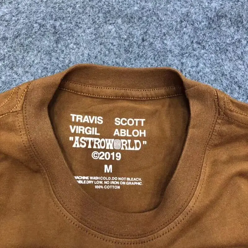 Мужская и женская футболка с изображением Трэвиса Скотта, футболки г. ASTROWORLD Tee Virgil Abloh cooperation style Tops Kanye West