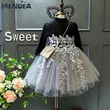 Menoea для девушек платья Милая Аппликация платье принцессы Одежда для девочек милый Свадебная вечеринка Бальные платья детей Костюмы
