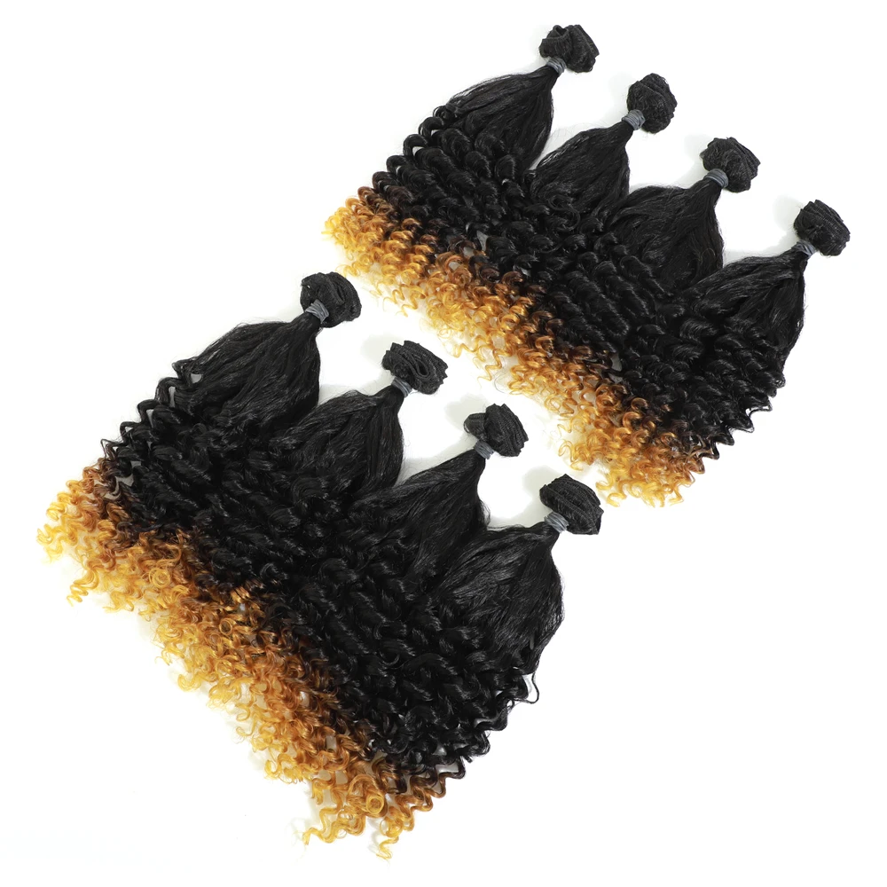 Ombre Flexi/Pixie/Pissy Curl двойные нарисованные Funmi волосы пряди T27 8 Пряди дело в упаковке 16 дюймов Синтетические кудрявые вьющиеся волосы
