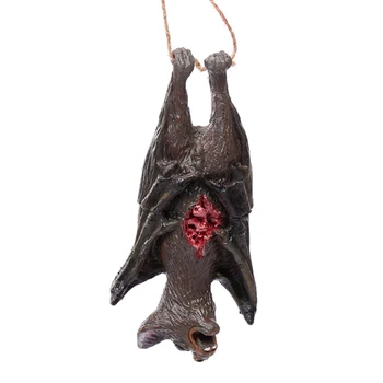 

4 Pcs Halloween Realistic Bloody Horror Props Fake Bat Mouse Spider Pig Head Animal Shape Pendant Home Costume Party Decoration