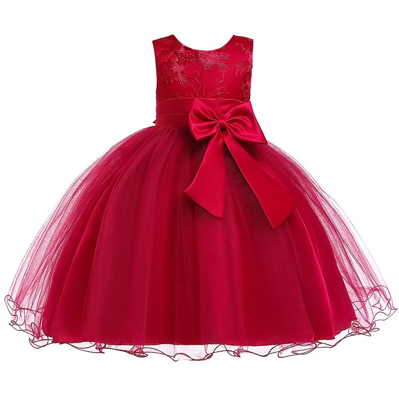 Summer school girl party dress Christmas New Year costume child's clothes party dress girl birthday dress - Цвет: Jujube red