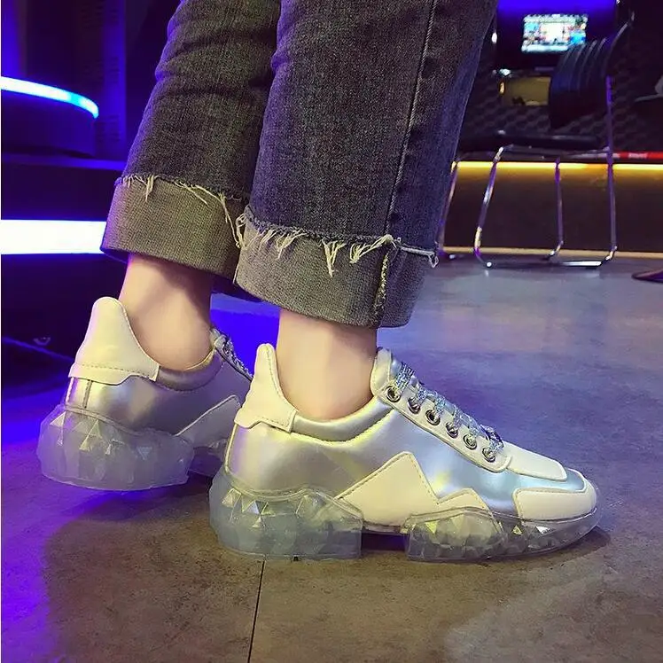 Повседневное обувь Bling Для женщин zapato de mujer кристаллы белые кроссовки на платформе без застежки; chaussures femme со стразами, из натуральной кожи; модная обувь - Цвет: 3