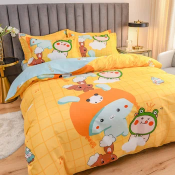 

Rabbit frog cartoon 3 or 4pcs Bedding Set Bedding Set Duvet Cover pillowcase cartoon Children bed set Home textile