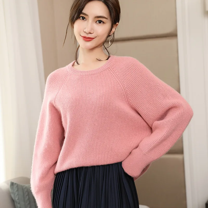 Толстый Короткий кашемировый свитер со слитком, разноцветный свободный Женский пуловер