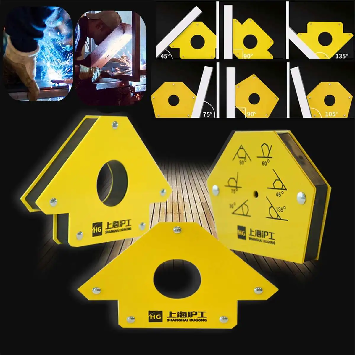 

Multi-angle Magnet Welding Holder 45/90/105/135 Degree Arrow Magnetic Clamp for Welding Magnet 55LBS/110LBS/165LBS Iron Tools