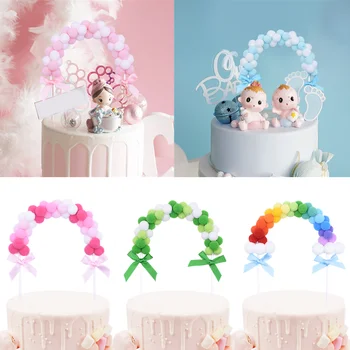 

1PC Pink Blue Soft Pompom Cloud Cake Topper Happy Birthday Party Decorations Wedding Cakes Top Flags DIY Baking Decor Supplies