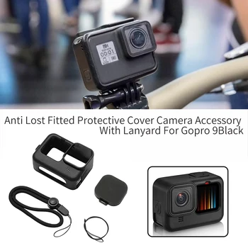 

Frame Protective Cover Housing Fitted With Lanyard Dustproof Anti Lost Wear Resistant Case Lens Cap For Hero 9 Black