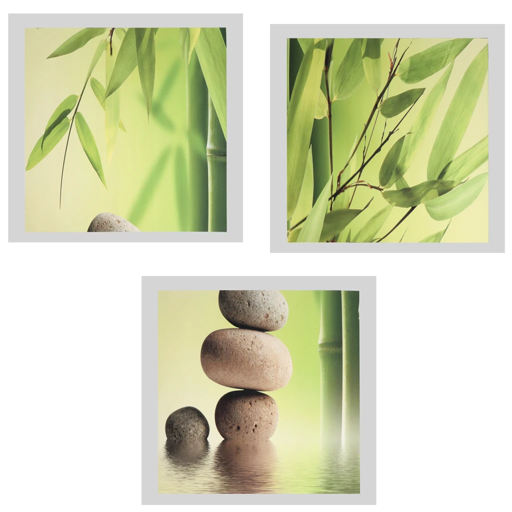 3Pcs Modern Art Oil Painting Canvas Picture Bamboo Wall Home Decor 40x40cm No Frame