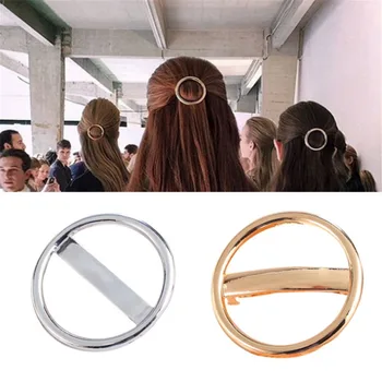 

Elegant Circle Hairpin Women Girls Punk Golden Silver Round Hair Clip Headwear Metal Hairpin Delicate Gift Hair Accessories