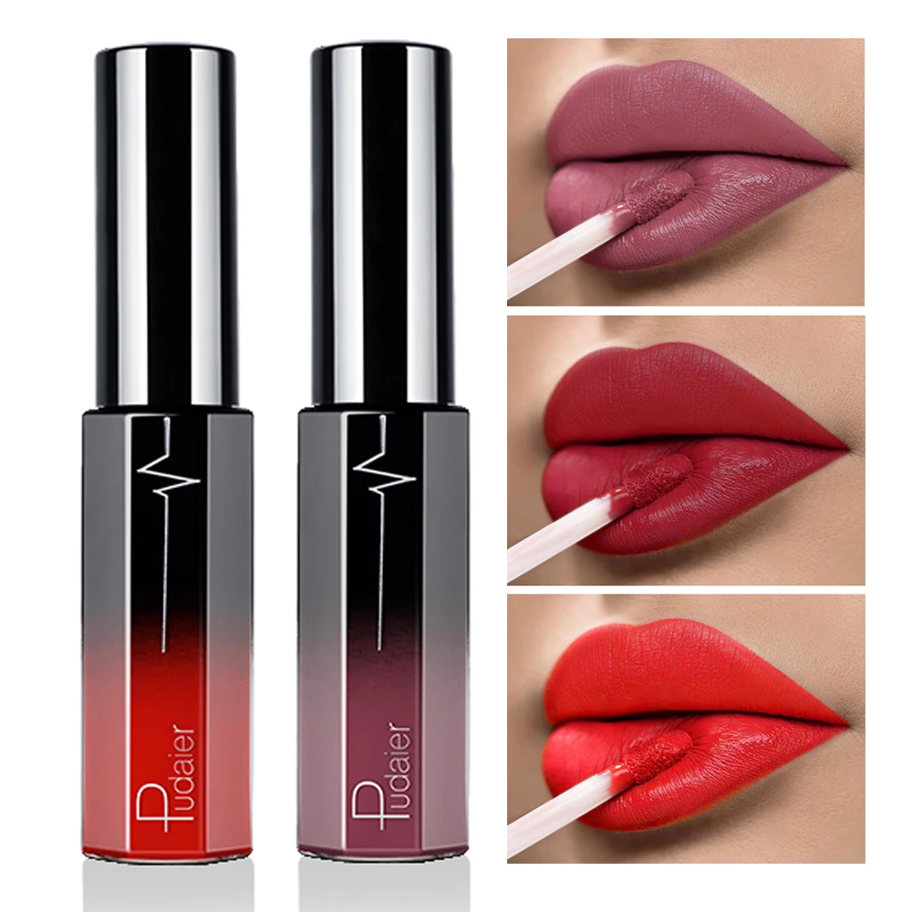 

Nude Matte Lip Gloss Lips Makeup Long Lasting Waterproof Pink Dark Red Lip Tint/Stain Tattoo Moisturize Liquid Lipstick Cosmetic