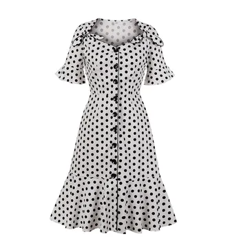 

Free ShippingVintage Dress Boho Polka Dot Print Sexy Bodycon Dress Women Summer Dress 2020 Holiday Sundress Beachwear