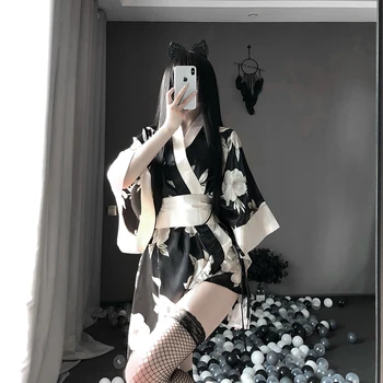 

Sexy Sakura Kimono Lovely Japanese Uniform Robe Floral Bathrobe Short Kimono Robe Night Bathrobe Gown for Women Night Dress