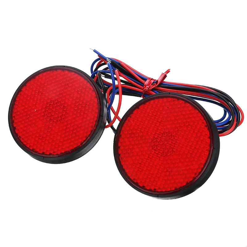 2PCS 12V 24LED Motorcycle Round Reflector Turn Signal Light With Red Red Lens For Motorbike Tail Brake Stop Decorating Lamp