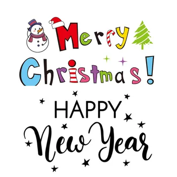 

Happy New Year Merry Christmas PVC Sticker for Window Balloons Transparent Foil Latex Balloon Stickres Holiday Party Decor