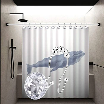 

12PCS Shower Curtain Hooks Rings for Bathroom, Double Hooks Glide Anti Rust Crystal Rhinestones Hooks Rods Curtains